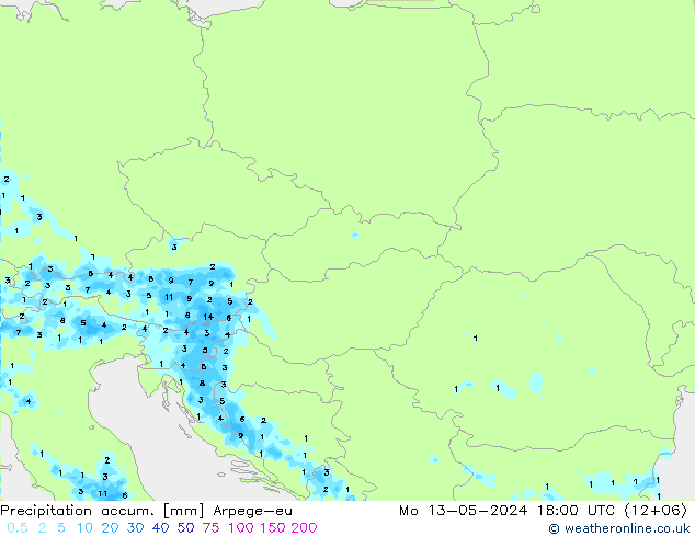 Precipitation accum. Arpege-eu пн 13.05.2024 18 UTC
