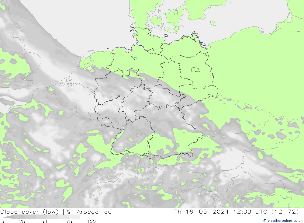 Nubes bajas Arpege-eu jue 16.05.2024 12 UTC