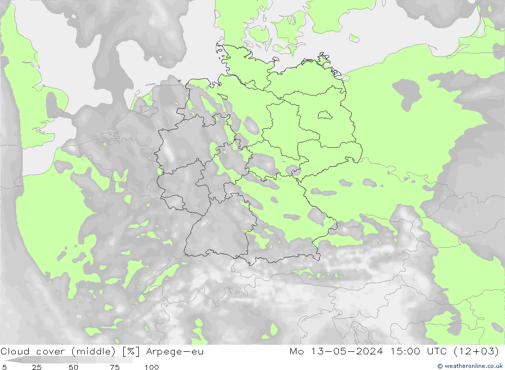 Nubes medias Arpege-eu lun 13.05.2024 15 UTC