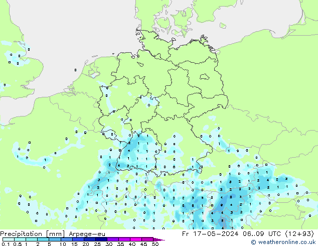 Neerslag Arpege-eu vr 17.05.2024 09 UTC