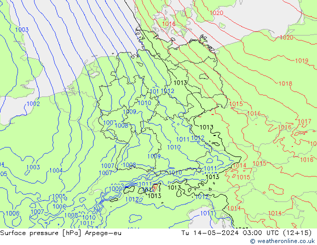 приземное давление Arpege-eu вт 14.05.2024 03 UTC