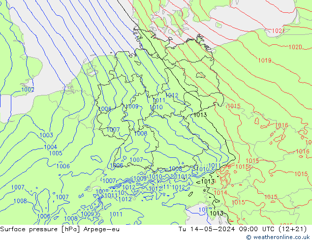 Bodendruck Arpege-eu Di 14.05.2024 09 UTC