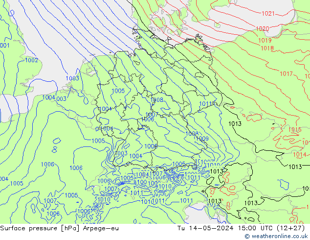 Presión superficial Arpege-eu mar 14.05.2024 15 UTC