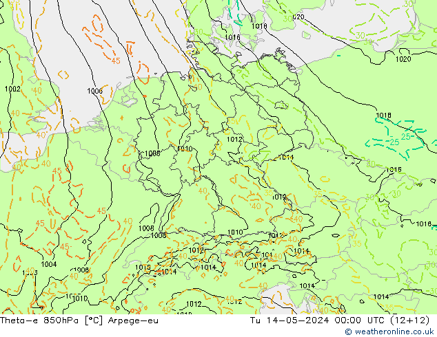 Theta-e 850hPa Arpege-eu  14.05.2024 00 UTC