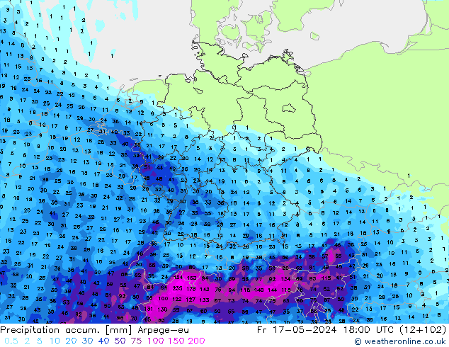 Toplam Yağış Arpege-eu Cu 17.05.2024 18 UTC