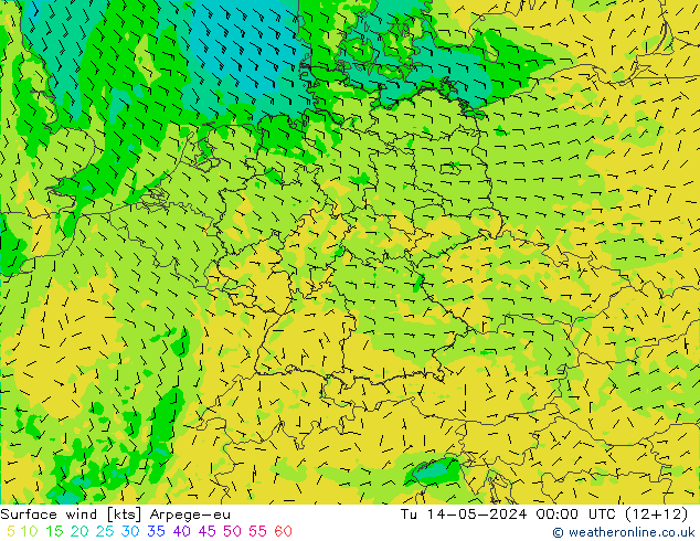 Surface wind Arpege-eu Tu 14.05.2024 00 UTC
