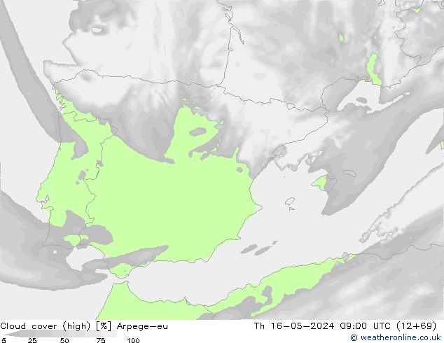 Bewolking (Hoog) Arpege-eu do 16.05.2024 09 UTC