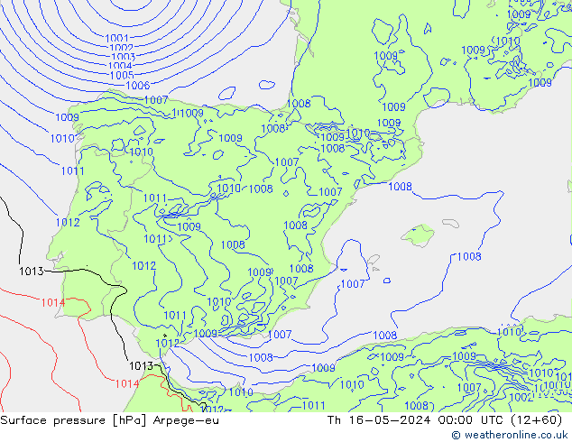 Surface pressure Arpege-eu Th 16.05.2024 00 UTC