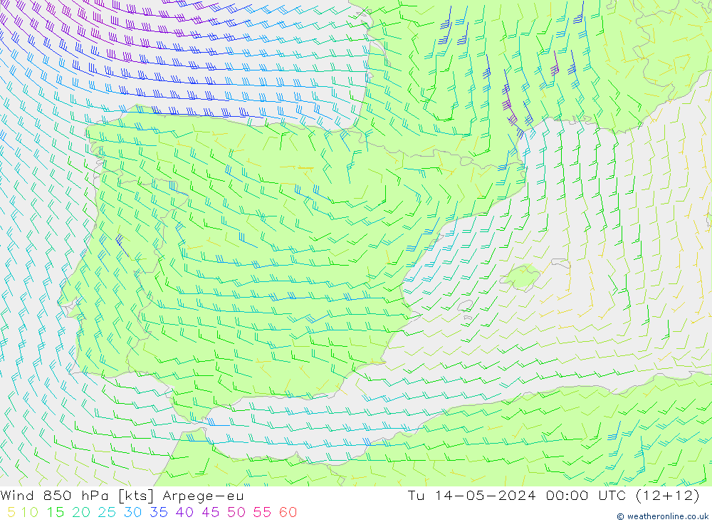 Wind 850 hPa Arpege-eu di 14.05.2024 00 UTC