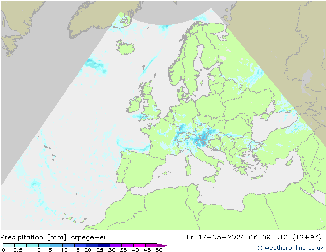 Srážky Arpege-eu Pá 17.05.2024 09 UTC