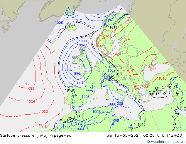 pression de l'air Arpege-eu mer 15.05.2024 00 UTC