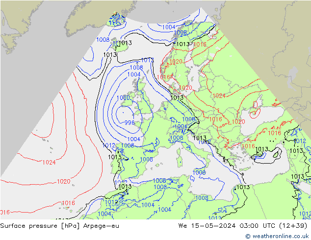 pressão do solo Arpege-eu Qua 15.05.2024 03 UTC