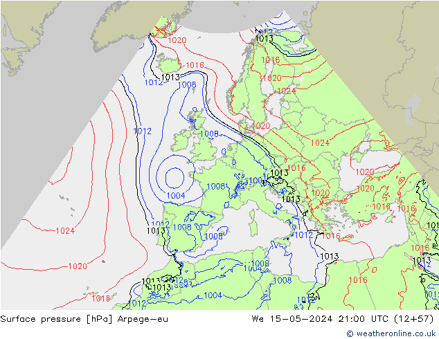 Surface pressure Arpege-eu We 15.05.2024 21 UTC