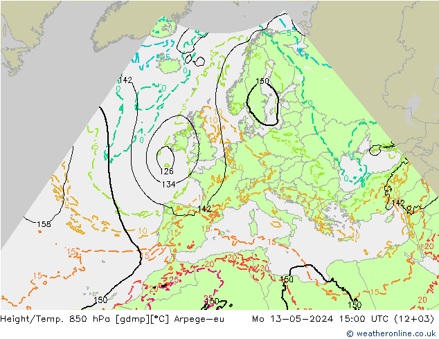 Height/Temp. 850 hPa Arpege-eu  13.05.2024 15 UTC