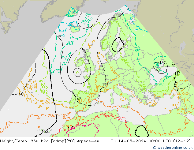 Yükseklik/Sıc. 850 hPa Arpege-eu Sa 14.05.2024 00 UTC