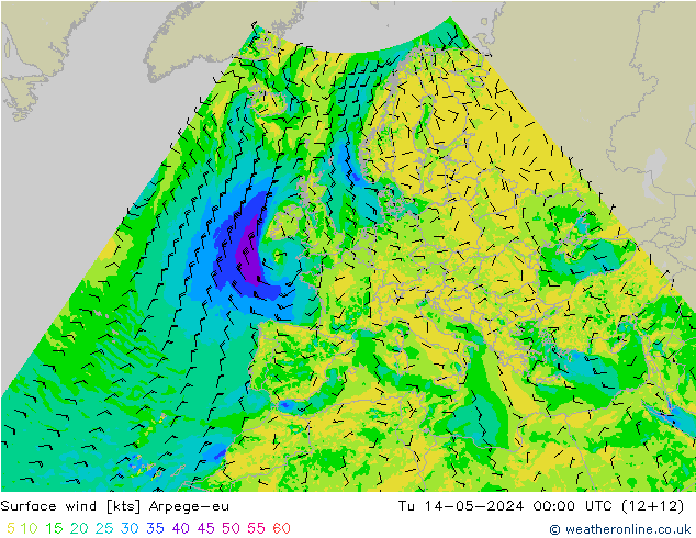 ветер 10 m Arpege-eu вт 14.05.2024 00 UTC
