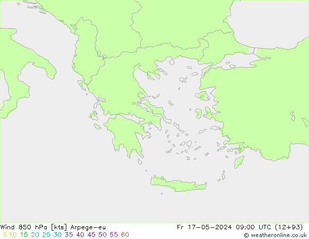 Rüzgar 850 hPa Arpege-eu Cu 17.05.2024 09 UTC