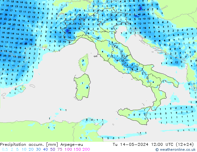 Precipitation accum. Arpege-eu  14.05.2024 12 UTC