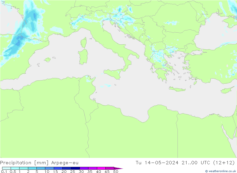 Precipitación Arpege-eu mar 14.05.2024 00 UTC