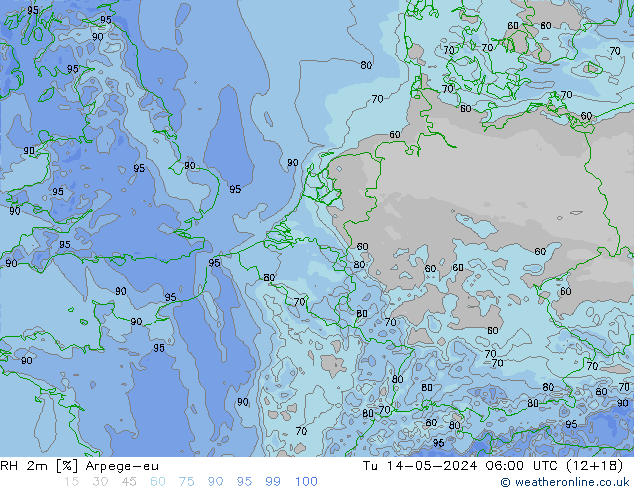 RH 2m Arpege-eu Ter 14.05.2024 06 UTC