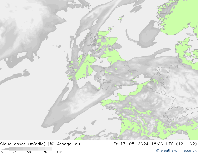 облака (средний) Arpege-eu пт 17.05.2024 18 UTC
