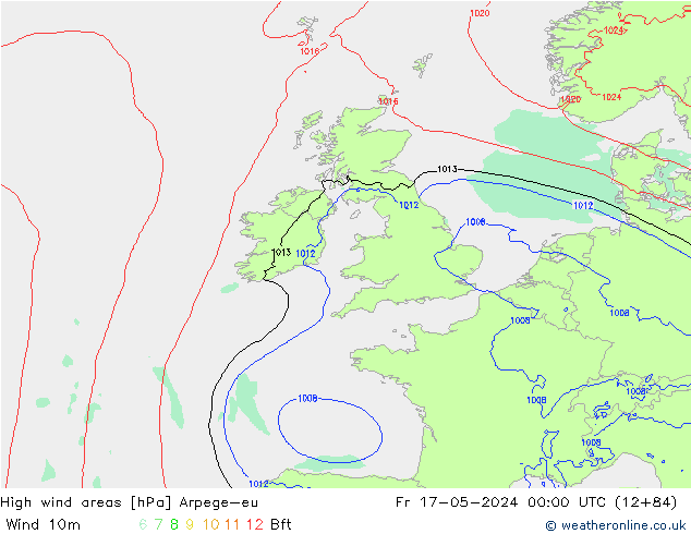 Windvelden Arpege-eu vr 17.05.2024 00 UTC