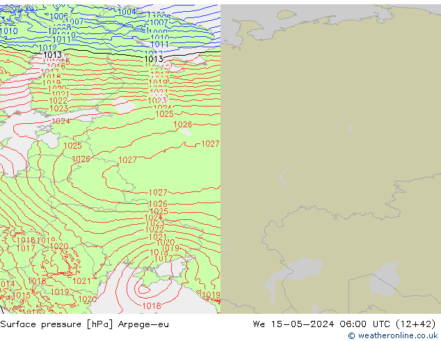 Presión superficial Arpege-eu mié 15.05.2024 06 UTC