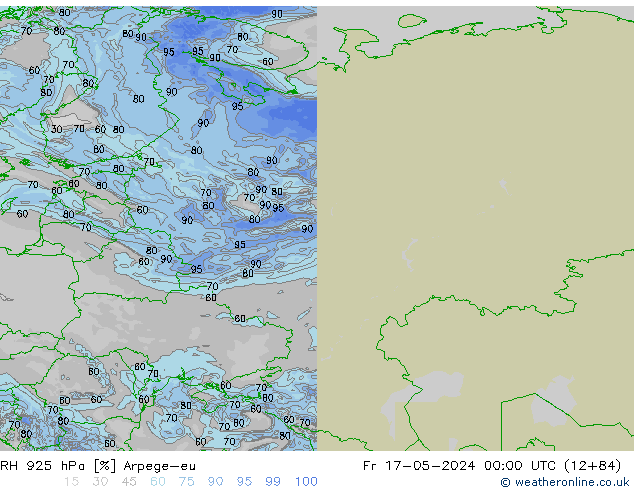 RH 925 hPa Arpege-eu Fr 17.05.2024 00 UTC