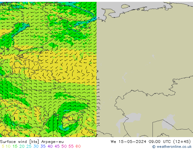 Wind 10 m Arpege-eu wo 15.05.2024 09 UTC