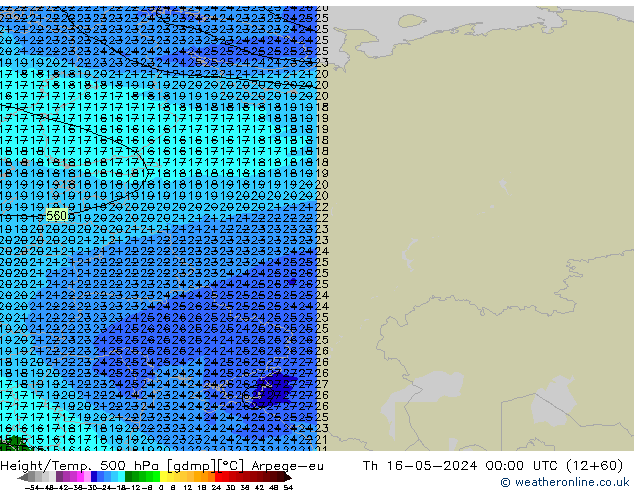 Hoogte/Temp. 500 hPa Arpege-eu do 16.05.2024 00 UTC