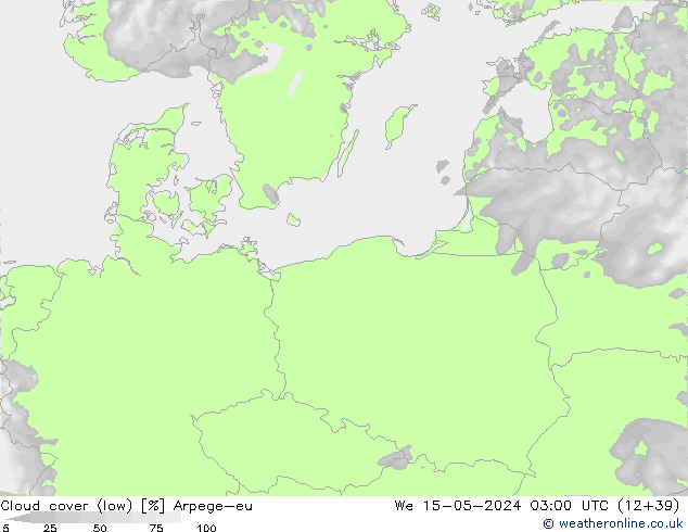 Bewolking (Laag) Arpege-eu wo 15.05.2024 03 UTC