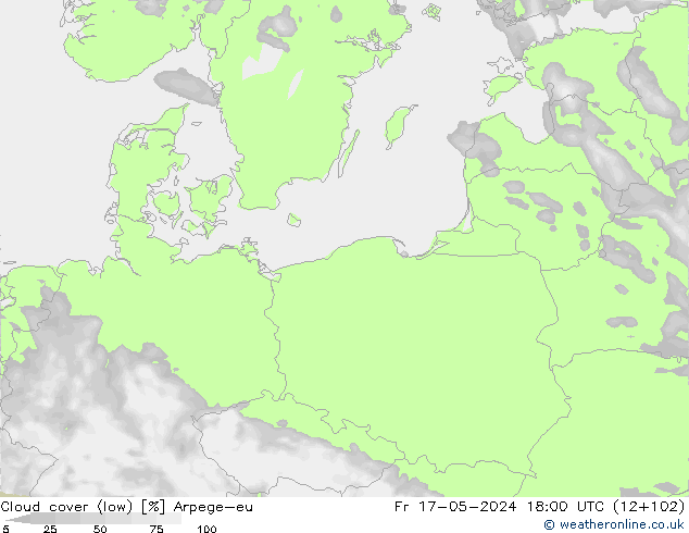 nízká oblaka Arpege-eu Pá 17.05.2024 18 UTC