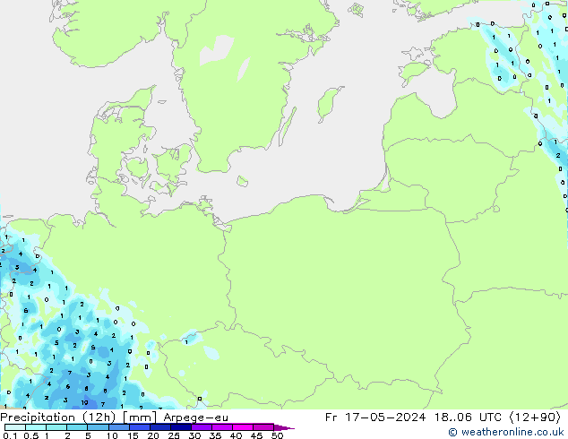 Precipitation (12h) Arpege-eu Fr 17.05.2024 06 UTC