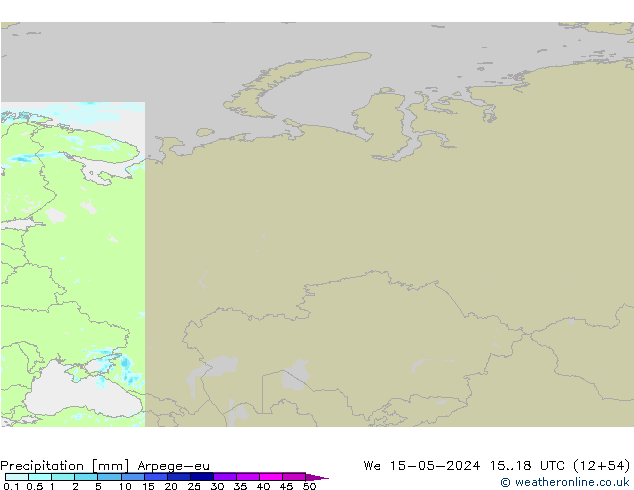 Precipitazione Arpege-eu mer 15.05.2024 18 UTC