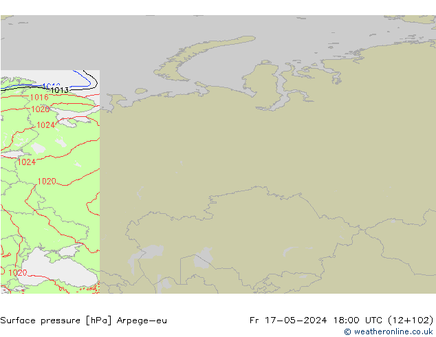 Pressione al suolo Arpege-eu ven 17.05.2024 18 UTC