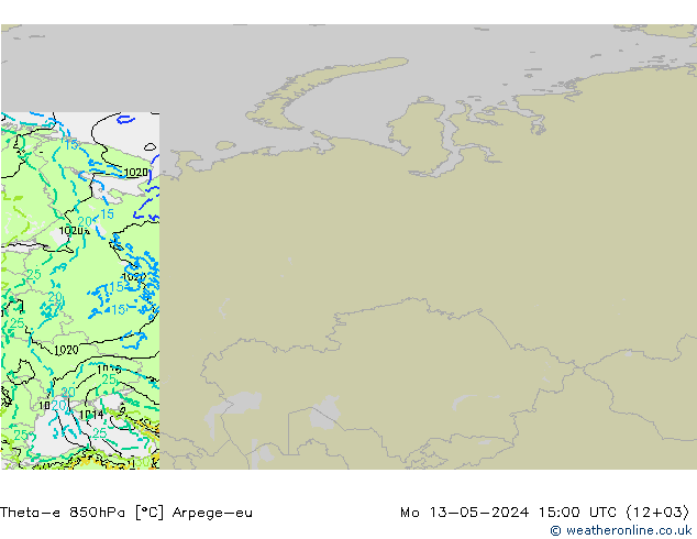 Theta-e 850hPa Arpege-eu  13.05.2024 15 UTC
