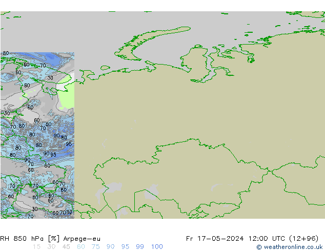 Humedad rel. 850hPa Arpege-eu vie 17.05.2024 12 UTC