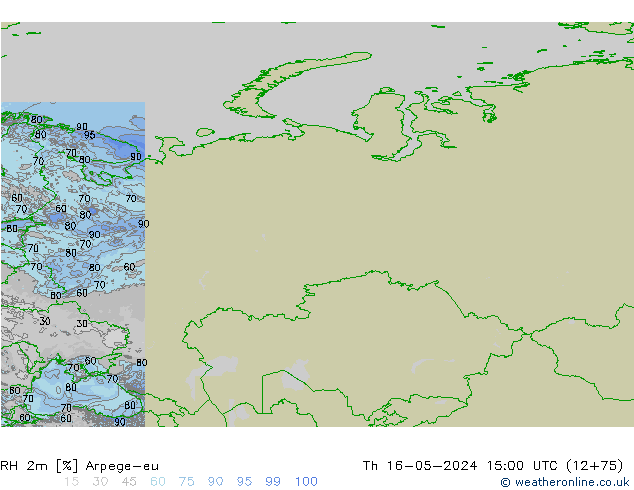 RH 2m Arpege-eu чт 16.05.2024 15 UTC