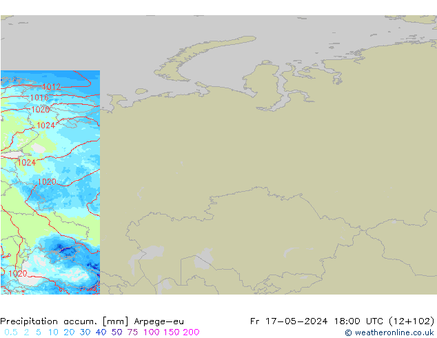 Precipitation accum. Arpege-eu Fr 17.05.2024 18 UTC