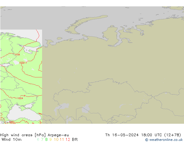 High wind areas Arpege-eu  16.05.2024 18 UTC