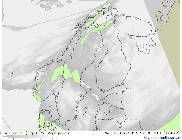 zachmurzenie (wysokie) Arpege-eu śro. 15.05.2024 06 UTC