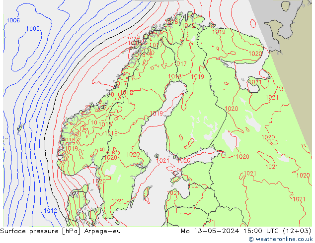 地面气压 Arpege-eu 星期一 13.05.2024 15 UTC