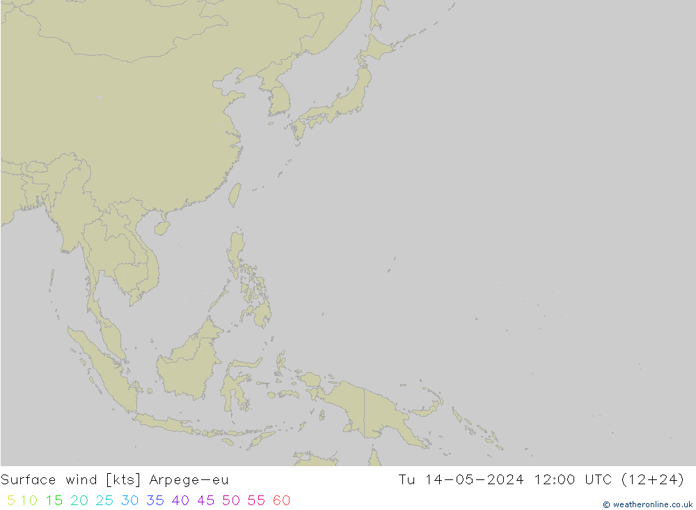 wiatr 10 m Arpege-eu wto. 14.05.2024 12 UTC