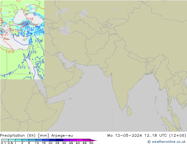 降水量 (6h) Arpege-eu 星期一 13.05.2024 18 UTC