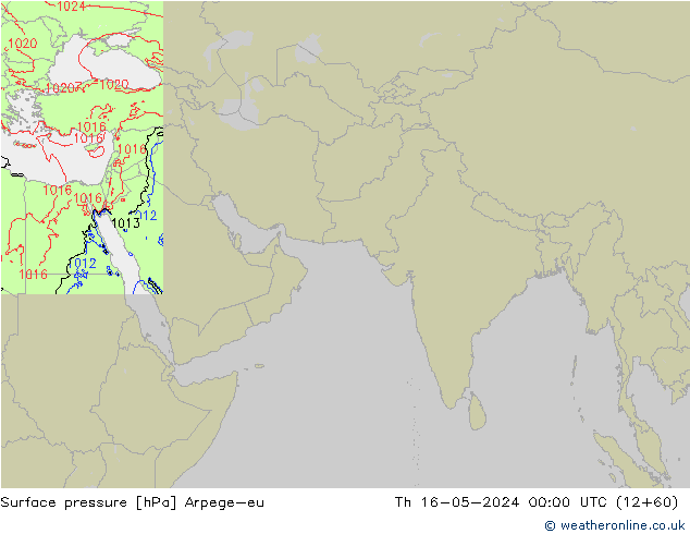Presión superficial Arpege-eu jue 16.05.2024 00 UTC