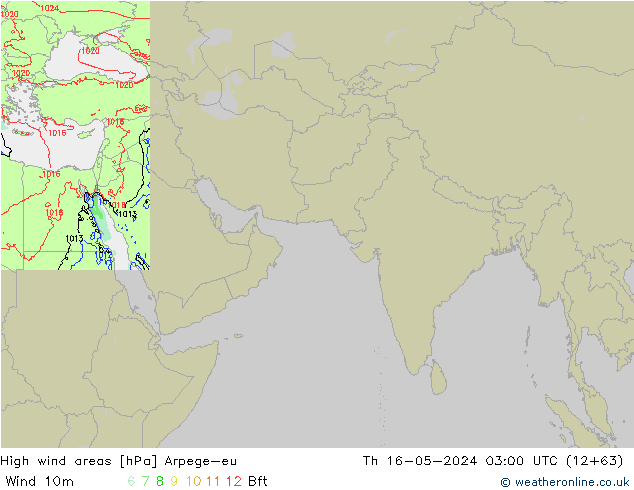 High wind areas Arpege-eu Th 16.05.2024 03 UTC