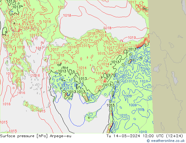 Surface pressure Arpege-eu Tu 14.05.2024 12 UTC