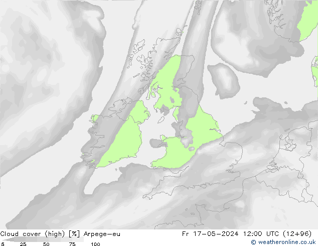 Nuages (élevé) Arpege-eu ven 17.05.2024 12 UTC