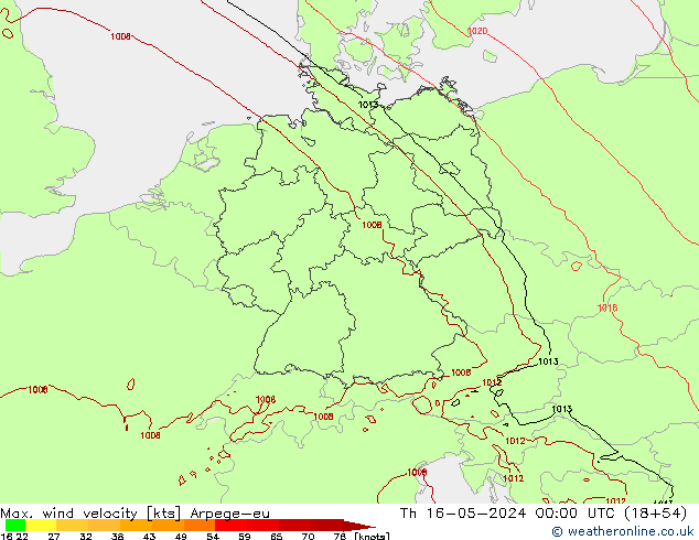 Windböen Arpege-eu Do 16.05.2024 00 UTC