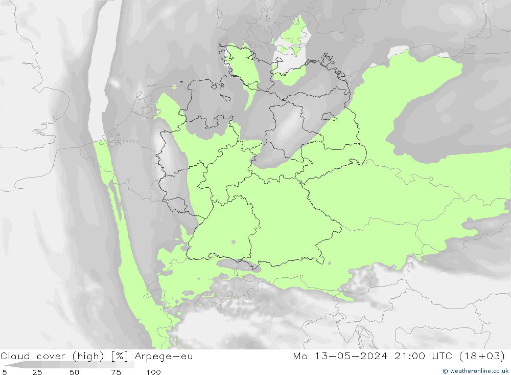 Nubes altas Arpege-eu lun 13.05.2024 21 UTC